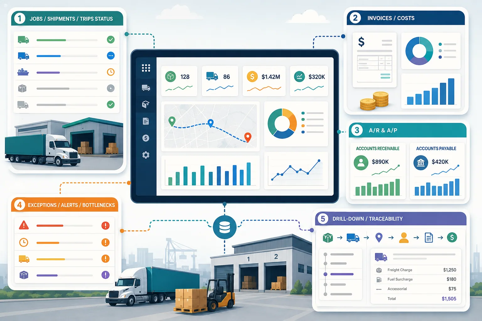 Logistics Software with Integrated Accounting Dashboard: 5 Views ...